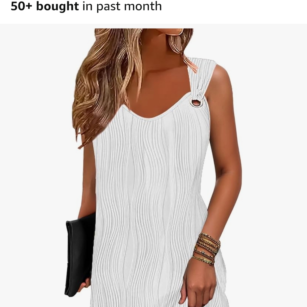 White Sleeveless Dress with Ring Detail